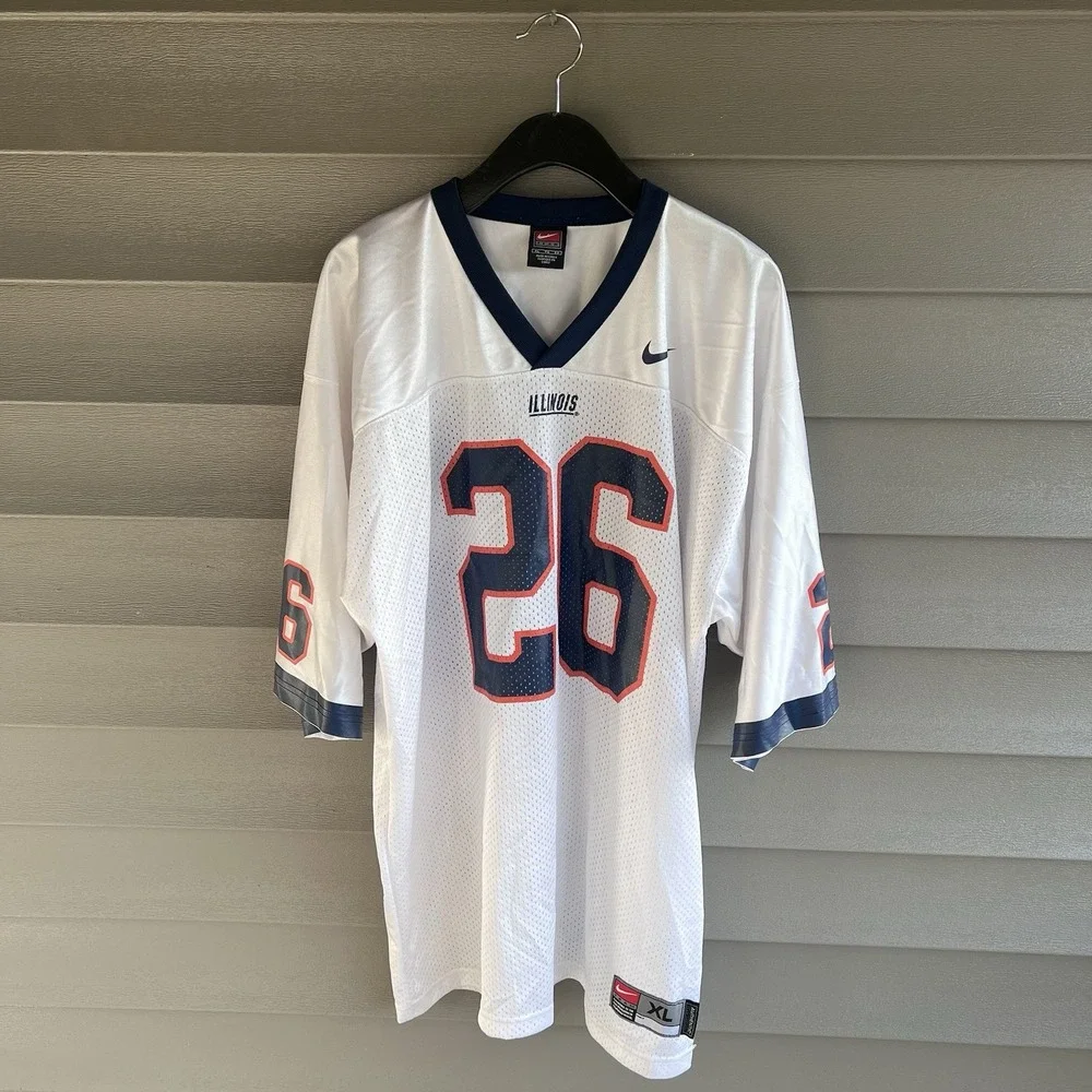 Vintage Nike Team Illinois Fighting Illini #26 Football Jersey White XL NCAA
